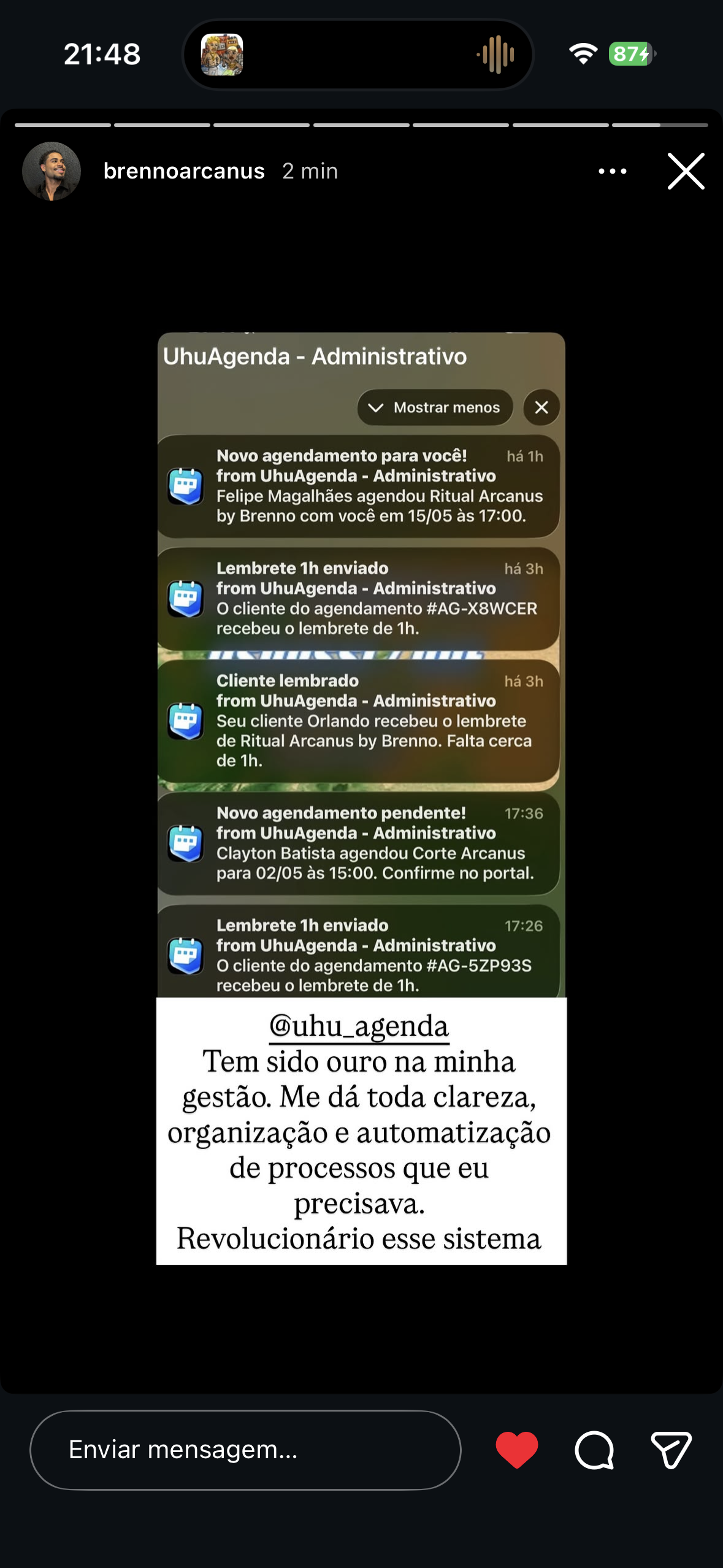 Brenno Arcanus no Instagram: Tem sido ouro na minha gestão. Revolucionário esse sistema.